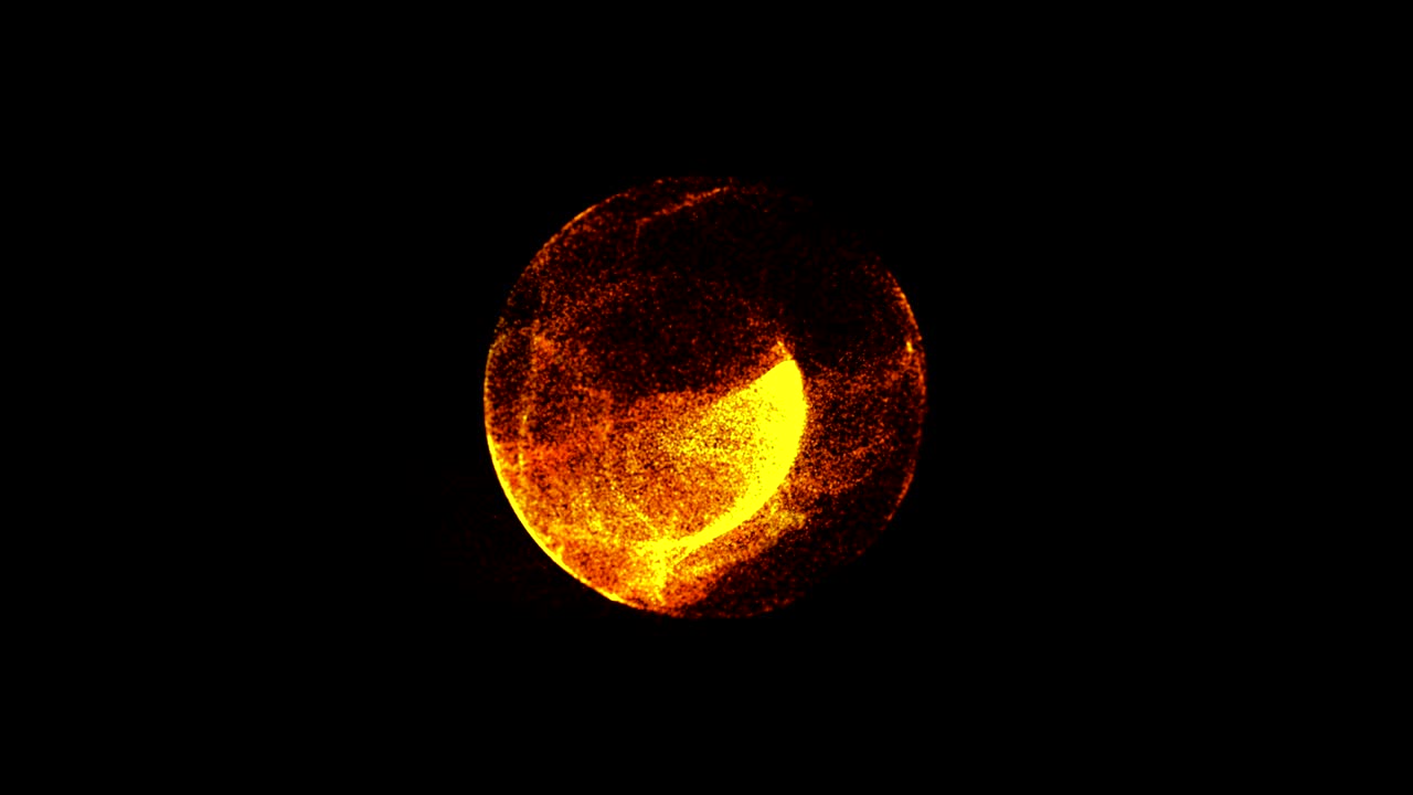 abstract 4k movimiento de fondo núcleo estelar con partículas y esfera. tecnología de ciencia atómica, círculo de energía bola de esfera.