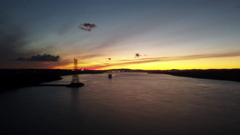 Aerial-drone---Distant-view-of-a-cruise-ship