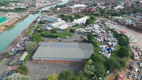 newhaven town denton island aerial, united kingdom england city drone marina
