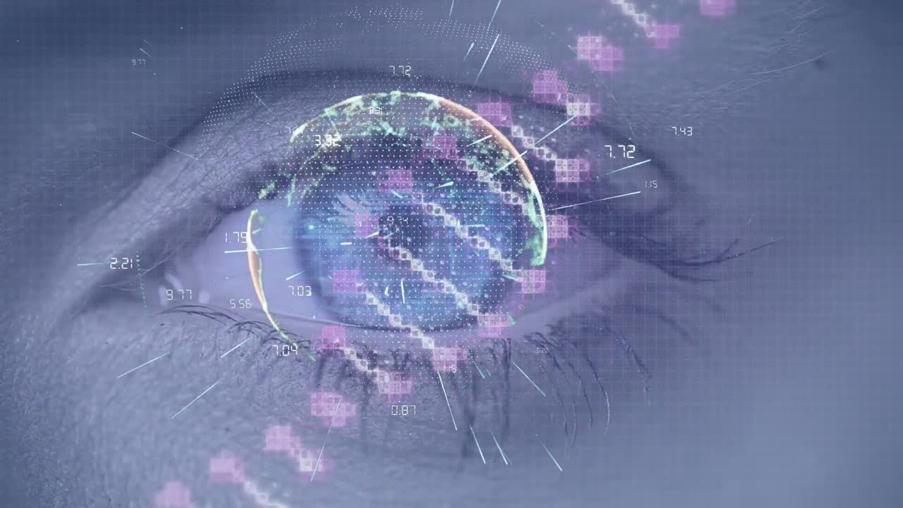 白人女性の上にDNA鎖と人間の脳が重なるアニメーション。