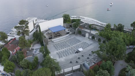 An-Open-Air-Theatre-With-Empty-Row-Seats-In-Opatija,-Croatia