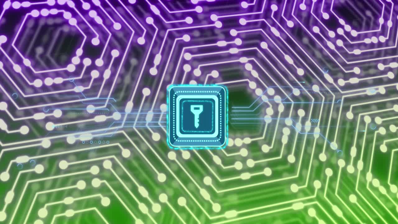 animación del icono de la clave a través de la red de conexiones