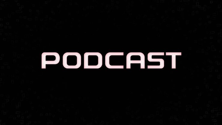 Electrified flashing PODCAST text animated graphic in white yellow and black