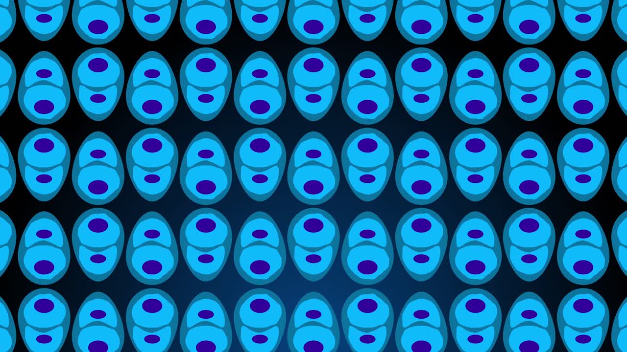 검은 바탕에서 움직이는 파란색 세포의 애니메이션