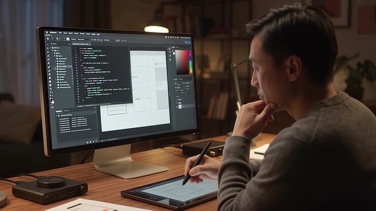 Software Developer Working on Code at Home Office