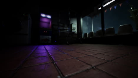 abandoned laundromat at night