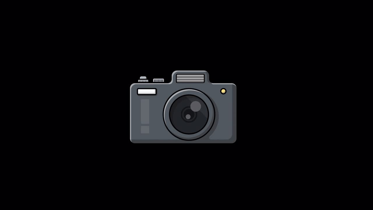 Animated Digital Camera Illustration on a Solid Black Background