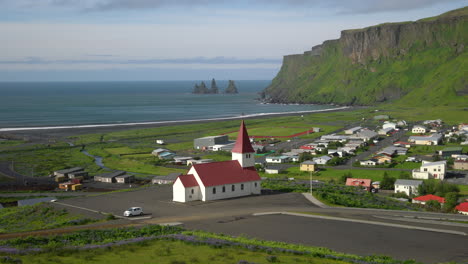 beautiful town of vik i myrdal iceland in summer.