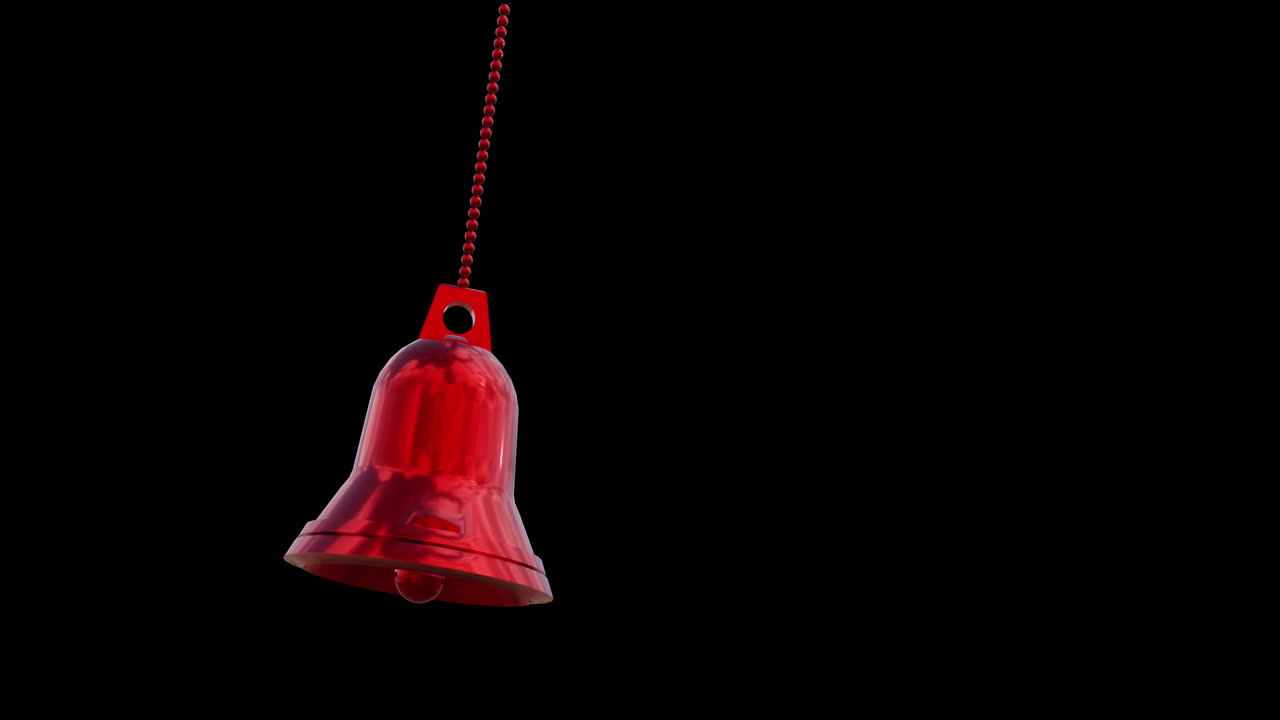 검은색 배경 위에 빨간 종 크리스마스 bauble 장식의 애니메이션