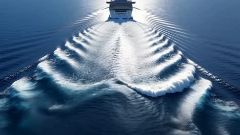 cruise ship sailing on the open ocean with a large wake
