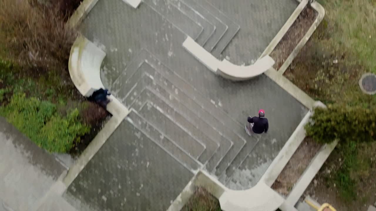 Aerial view of person on steps