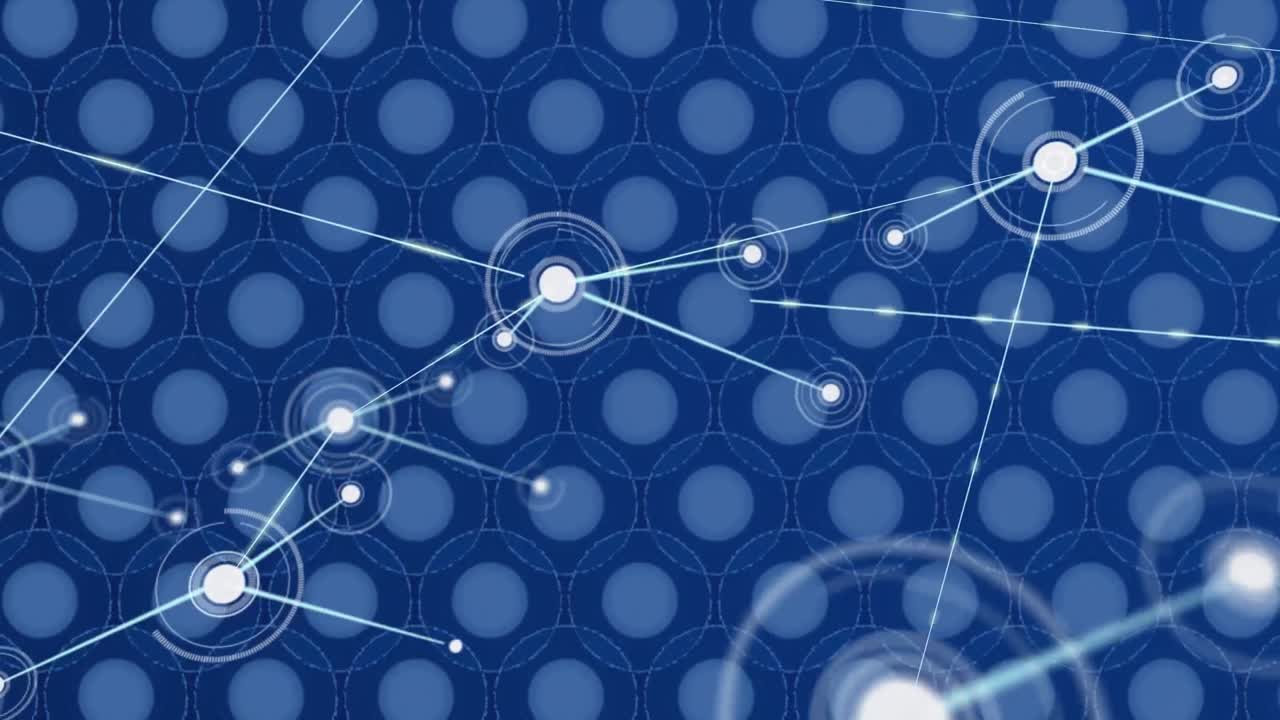 Animation of connections over blue cells on blue background