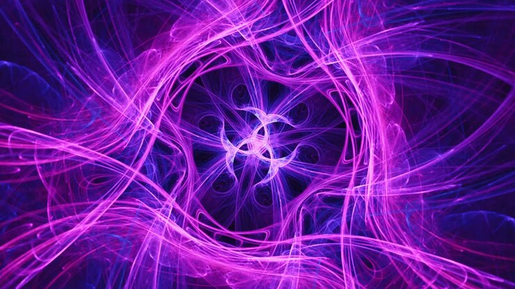 Fluxo de energia de despertar espiritual, batidas visuais de música VJ e espirais de fantasia, loop infinito de mandala hipnótica de fractais geométricos fluidos, intrincados e psicodélicos, abstração de transe e êxtase geométrico.