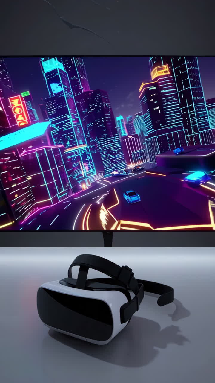 Esperienza di gioco VR in una città futuristica