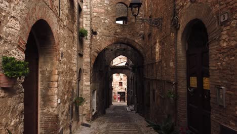 narrow medieval street in narni called via del campanile