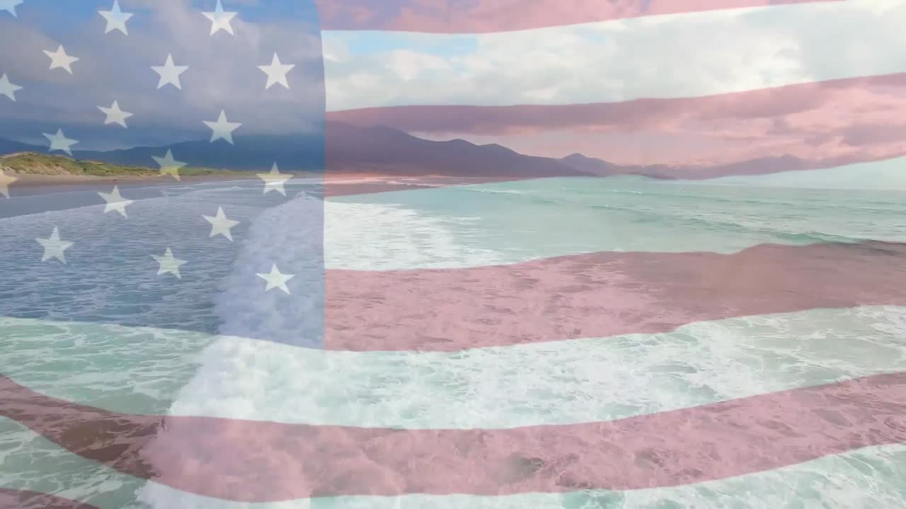 해변과 바다의 공중 전망에 대항하여 우리  ⁇ 발을 흔들고 있는 디지털 구성