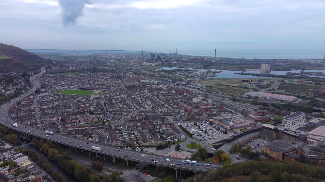 Aerial View of Port Talbot, Wales