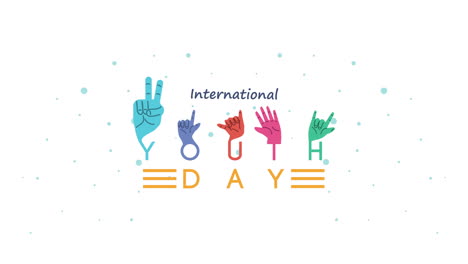 happy international youth day celebration with colors hands