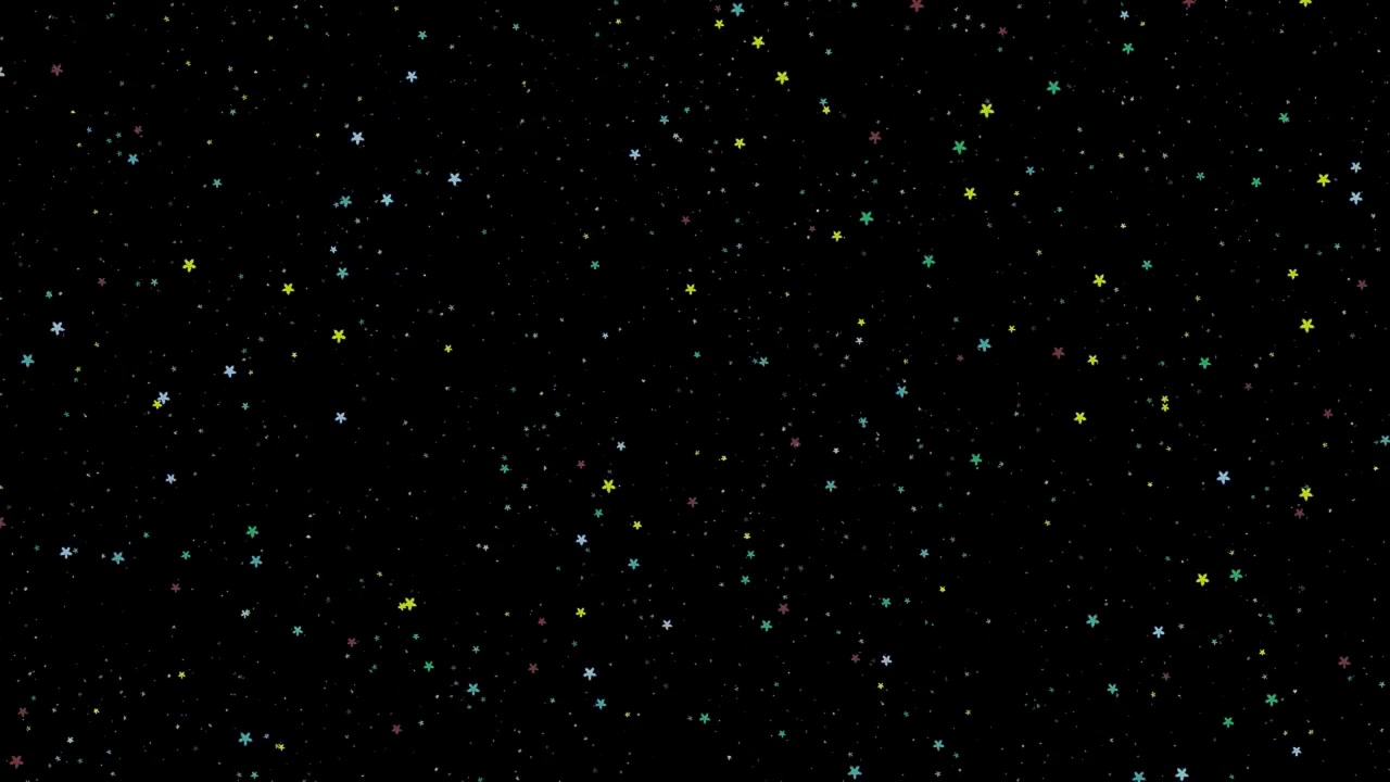 Animated Colorful Stars Floating Against a Black Background