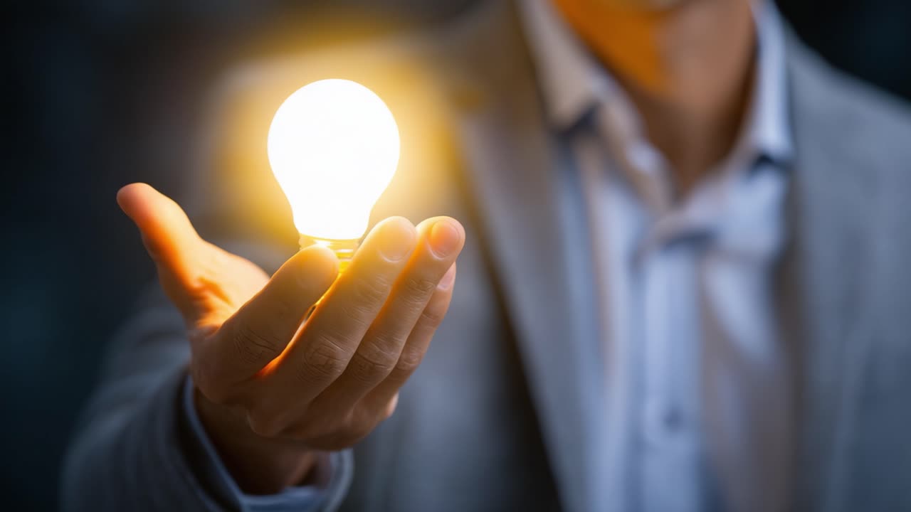 Illuminating Ideas: A Glowing Light Bulb Held by a Person Symbolizing Creativity and Inspiration in a Captivating Visual Representation of Innovation