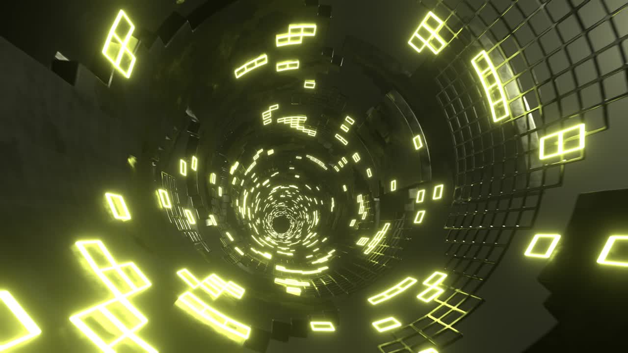 4k 3d-анимация. полет в абстрактном научно-фантастическом туннеле. футуристическая движущаяся графика, высокотехнологичный фон
