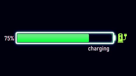 a bright green charging progress bar in motion