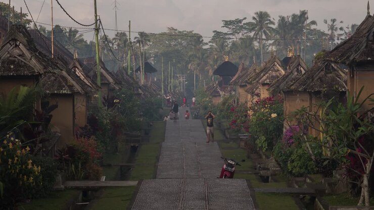 Traditional Village in Bali, Indonesia at Sunrise