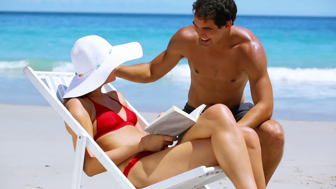 Smiling couple talking to each other