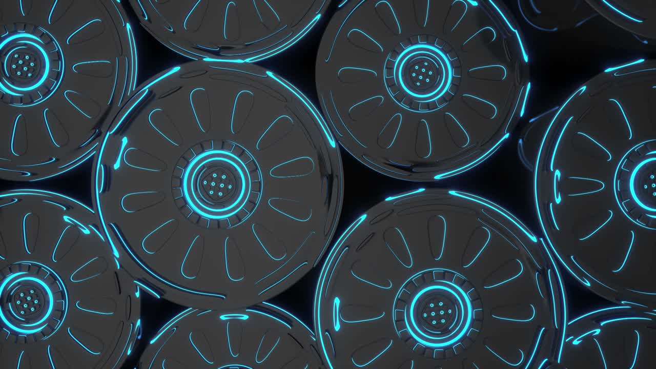 Technological background loop with blue glowing lines