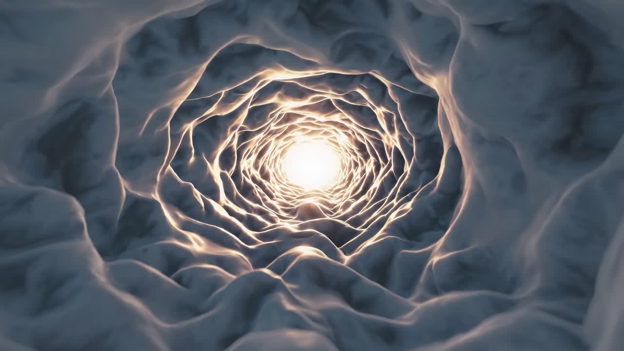 Abstract video concept with a tunnel-like view, captured from a low-angle perspective