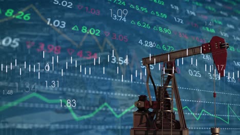 Animation-of-financial-graphs-over-refinery-pump