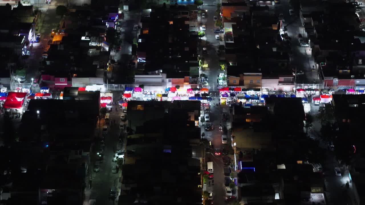 Drone shots of December nightlife in Ecatepec, Mexico