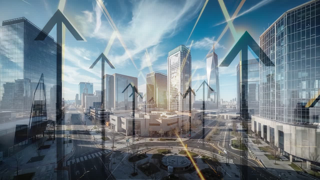 Urban Growth and Progress with Upward Arrows