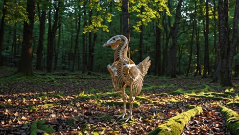 skeleton of a bird in a forest