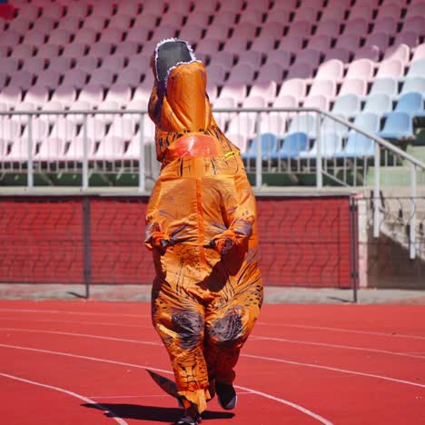 inflatable dinosaur on stadium