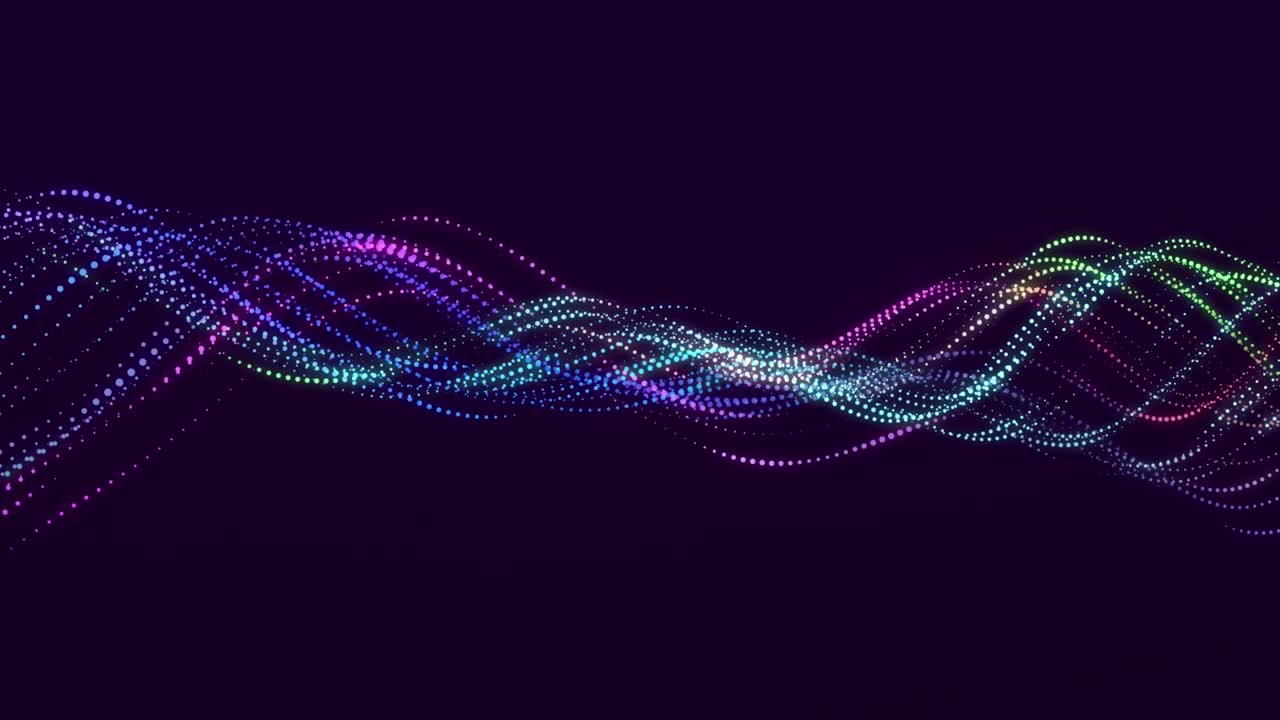 추상적인 다각형 공간, 점과 선의 움직임, 데이터 기술 및 과학적 일러스트레이션, 3d 렌더링, 원활한 루프