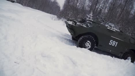 military apc in deep snow