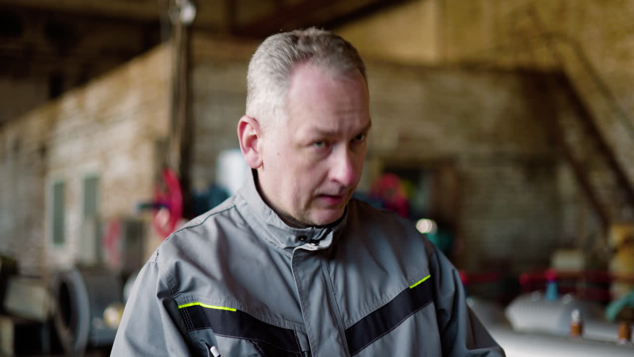 Tired man at the factory