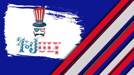 Animation-of-4th-of-july-text-over-with-icons-over-red-and-white-stripes-on-blue-background