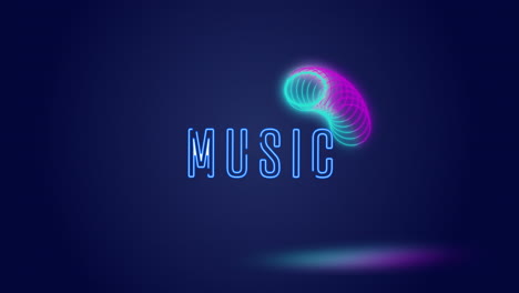 animación de texto musical sobre círculos que se mueven contra un fondo azul