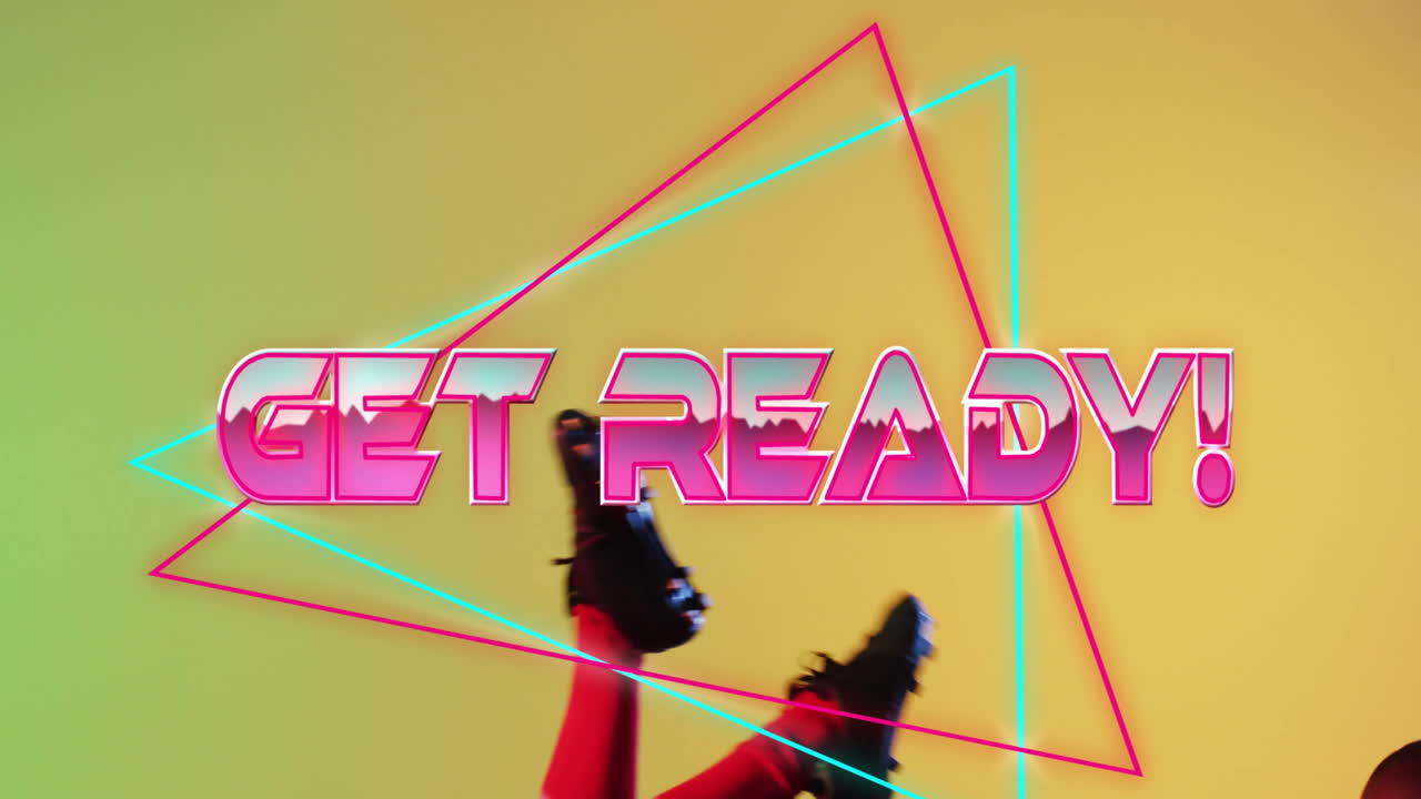 아프리카계 미국인 남성 럭비 선수가 점프하는 모양의 텍스트를 준비하는 애니메이션