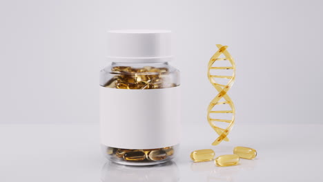 golden fish oil capsule, 3d rendering.