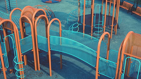 empty colorful children playground set in park