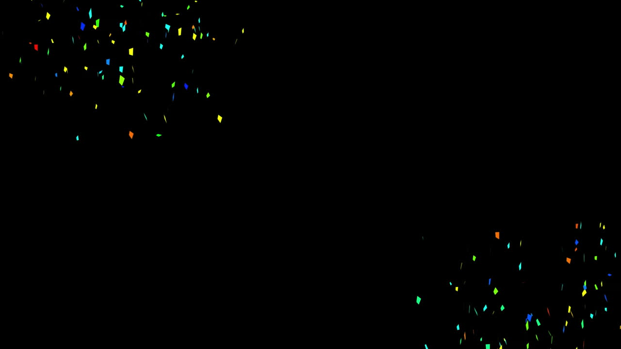 검은색 배경에 떨어지는 반이는 다채로운 반점 집합의 애니메이션