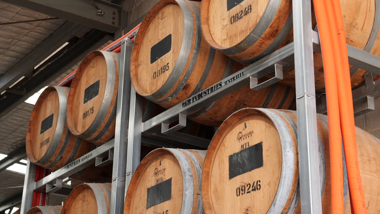 Stacked wine barrels point of interest