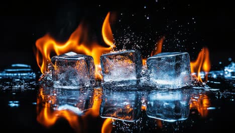 ice cubes in flames