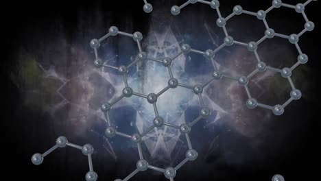 animation of micro of molecules models over grey background