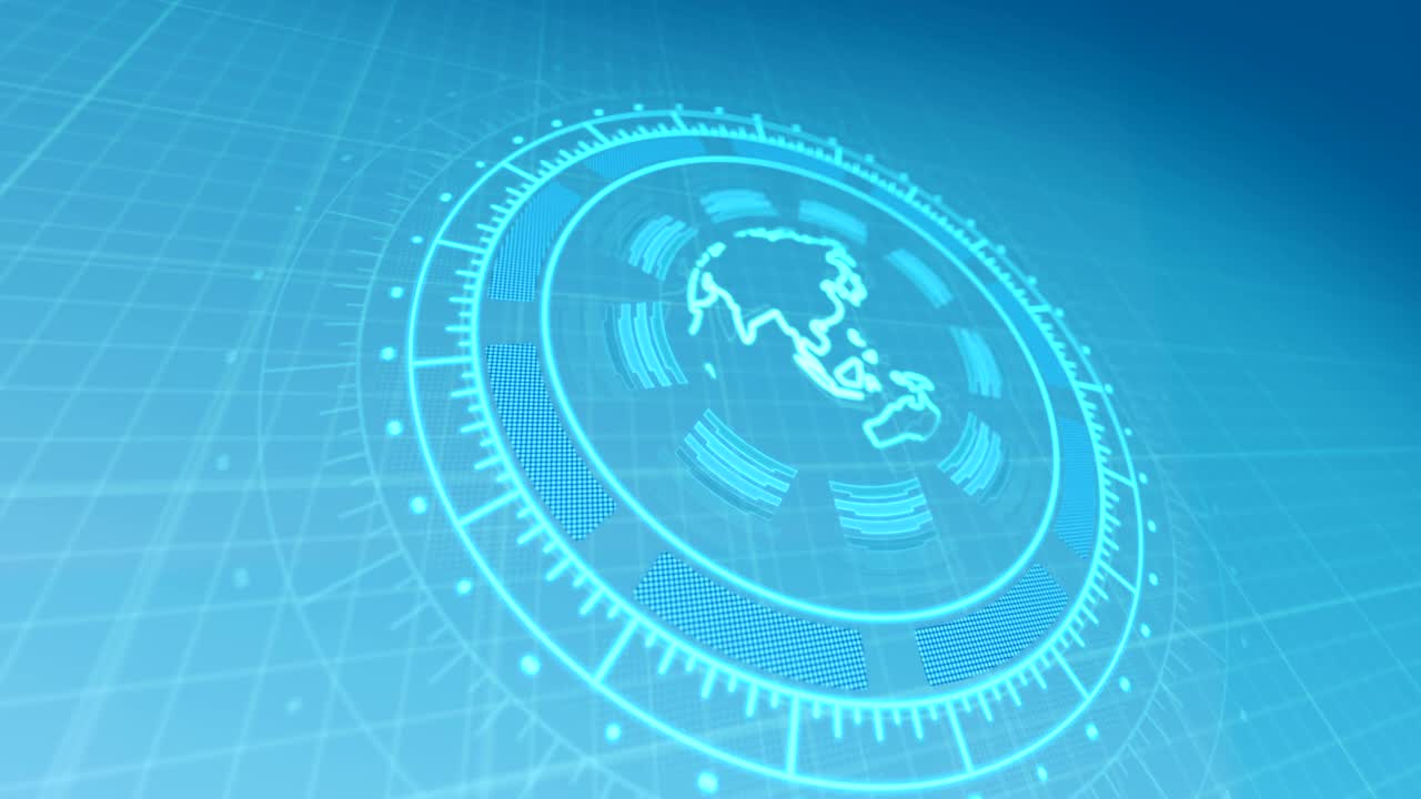 라이트 블루 휴드 인터페이스와 지구 4k 렌더링 비디오 영상