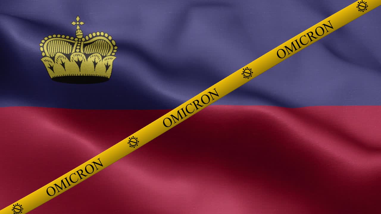 리히텐슈타인 발에 오미크론 변종과 금지 줄무 - 리히튼슈타인의 발