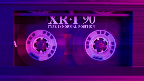 close-up of an audio cassette